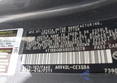 2009 Toyota Camry Hybrid from USA, damaged, VIN 4T1BB46K49U083078